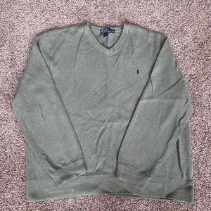 Vintage 90s Polo Ralph Lauren Green Gray‎ V-Neck Pullover Sweater